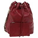 CHANEL Chain Shoulder Bag Lamb Skin Red CC Auth bs7902 - Chanel