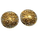 CHANEL Earring Gold Tone CC Auth bs7942 - Chanel