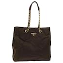 PRADA Chain Shoulder Bag Nylon Brown Auth bs7771 - Prada