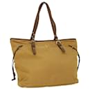 PRADA Tote Bag Nylon Leather Beige Yellow Auth ki3391 - Prada