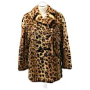 Manteau caban en lapin rasé, imprimé léopard, Sprung Frères