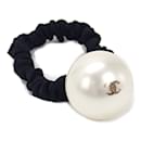 Chanel CC Faux Pearl Embellished Hair Scrunchie Natural Material Hair Accessory A63896 Y20154 Z3528 in Excellent condition