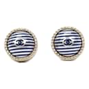 CC Round Stripes Stud Earrings AB0794 - Chanel