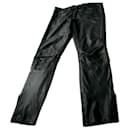 SANDRO Black lined leather biker pants very good condition T40 P3705H - Sandro
