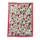 Beige Red Floral and Tartan Check Print Quilted Blanket - Gucci