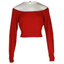 Alexander Wang Mesh Cropped Sweater in Red Cashmere