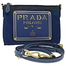 PRADA Shoulder Bag Nylon Saffiano Leather Blue Auth bs8101 - Prada