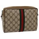 GUCCI GG Canvas Web Sherry Line Clutch Bag Beige Red Green 89 01 012 Auth yk8427 - Gucci