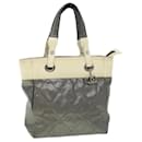 CHANEL Paris Biarritz Hand Bag Coated Canvas Silver CC Auth bs8043 - Chanel
