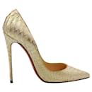 Snakeskin So Kate in White/Gold - Christian Louboutin