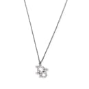 Silver Metal Crystals Oblique Logo Necklace - Christian Dior