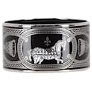 Hermes Grand Apparat Bangle in Black Enamel and Silver Metal - Hermès