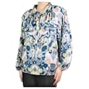Blue printed ruffle top - size UK 10 - See by Chloé