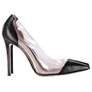 Gianvito Rossi Pointed Toe Plexi Pumps in Black Leather and Clear PVC