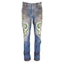 Gucci Embroidered Dragon Jeans in Blue Cotton