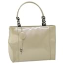 Christian Dior Maris Pearl Hand Bag Patent leather Beige MA-0949 Auth bs7947