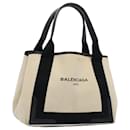 BALENCIAGA Tote Bag Canvas Leather Beige Black Auth bs8120 - Balenciaga