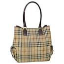 BURBERRY Nova Check Tote Bag PVC Leather Beige Brown Auth 52765 - Burberry