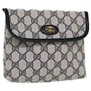 GUCCI GG Canvas Pouch PVC Leather Gray Navy 010 378 Auth ep1572 - Gucci