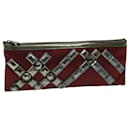BURBERRY Clutch Bag Satin Red Auth bs8238 - Burberry