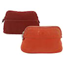 HERMES Pouch Canvas 2Set Red Orange Auth bs8117 - Hermès