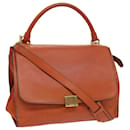 CELINE Shoulder Bag Leather 2way Orange Auth bs7869 - Céline