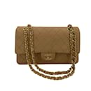 Classic Double Flap Chain Bag Beige Leather Medium - Chanel