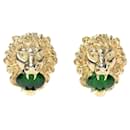 GUCCI Lion head clip-on earrings with green cabochon - Gucci