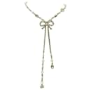 CHANEL KNOT NECKLACE WITH STRASS AND STONE PEARLS 38 46CM PEARL BOW NECKLACE - Chanel