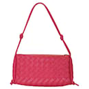 Bottega Veneta Zip Shoulder Bag in Pink Intrecciato Napa Leather