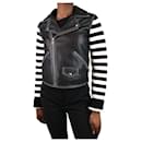 Black leather biker jacket with striped sleeves - size FR 34 - Loewe