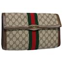 Bolsa Clutch GUCCI GG Canvas Web Linha Xerez Vermelho Bege 89.01.007 Auth yk8389b - Gucci