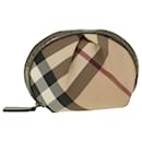 BURBERRY Nova Check Pouch PVC Couro Bege Auth yk6790 - Burberry