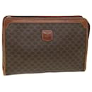 CELINE Macadam Canvas Clutch Bag PVC Leather Brown Auth ac1846 - Céline