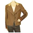 Dries Van Noten Brown Cotton Embroidered Button Closure Fitted Jacket size 40