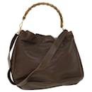 GUCCI Bamboo Hand Bag Leather 2way Brown Auth 53688 - Gucci