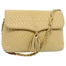 BALLY Quilted Chain Shoulder Bag Leather Beige Auth ep1649 - Bally