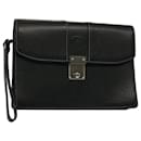 BURBERRY Clutch Bag Leather Black Auth ep1686 - Burberry