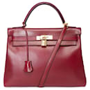 Hermes Kelly bag 32 in Burgundy Leather - 101418 - Hermès