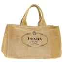 PRADA Canapa Hand Bag Canvas Beige Auth 45652 - Prada