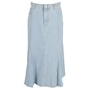 Ganni Flared Midi Skirt in Light Blue Denim