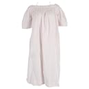 Ganni Gestreiftes Kleid aus weißer und rosa Baumwolle