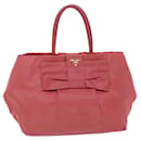 PRADA ribbon Hand Bag Nylon Pink Auth bs6565 - Prada