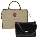 Christian Dior Honeycomb Canvas Shoulder Bag Leather 2Set Beige Auth bs6642