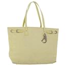Christian Dior Lady Dior Canage Tote Bag Toile Enduite Jaune Auth bs5871