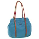 PRADA Hand Bag Nylon Light Blue Brown Auth 44988 - Prada
