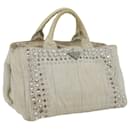 Prada Bijoux Canapa MM Tote Bag Canvas White Auth ac1225