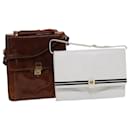 BALLY Shoulder Bag Leather 2Set Brown White Auth bs6514 - Bally