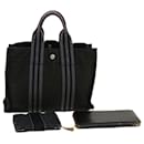 HERMES Her Line Portemonnaie Handtasche Canvas Leder 3Stellen Sie Black Auth ein 44073 - Hermès