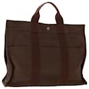 HERMES Her Line Tote Bag Canvas Brown Auth 46779 - Hermès